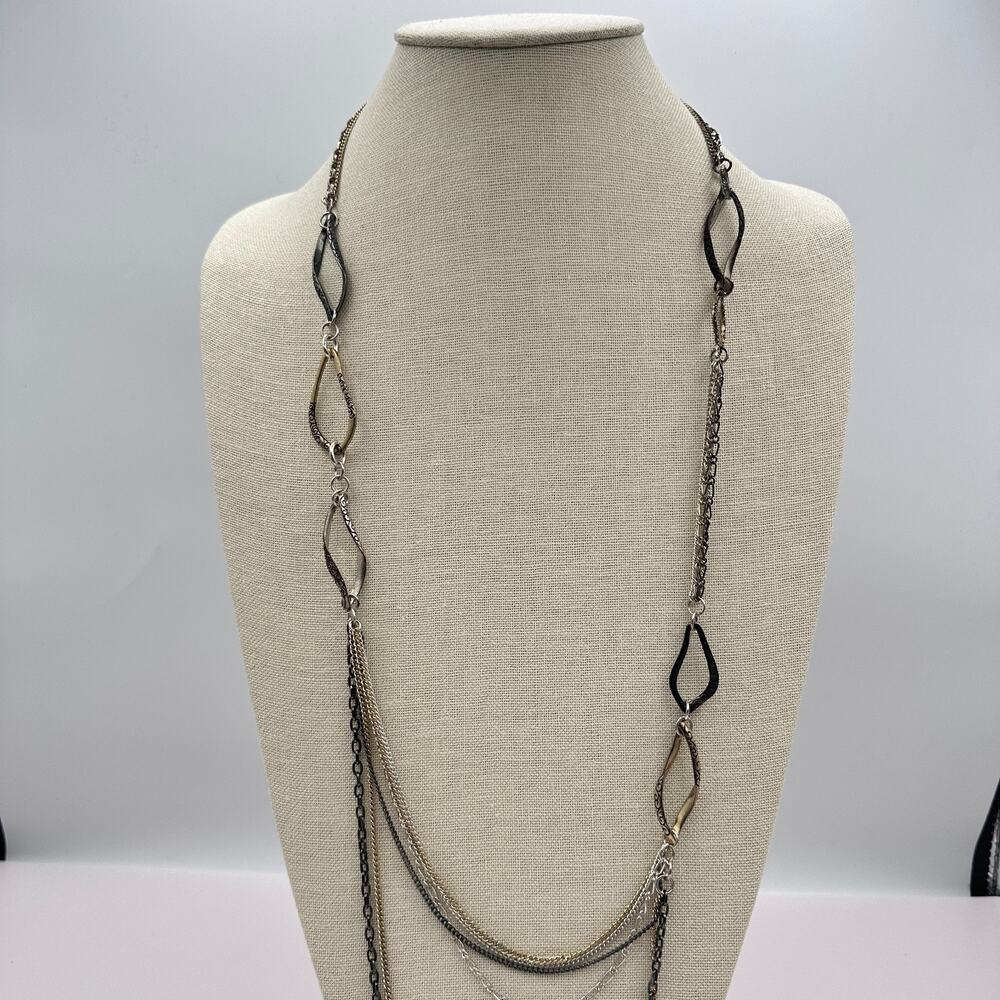 Vintage Y2K Filigree Links Multi Layered Chain Necklace Boho Women's Jewelry